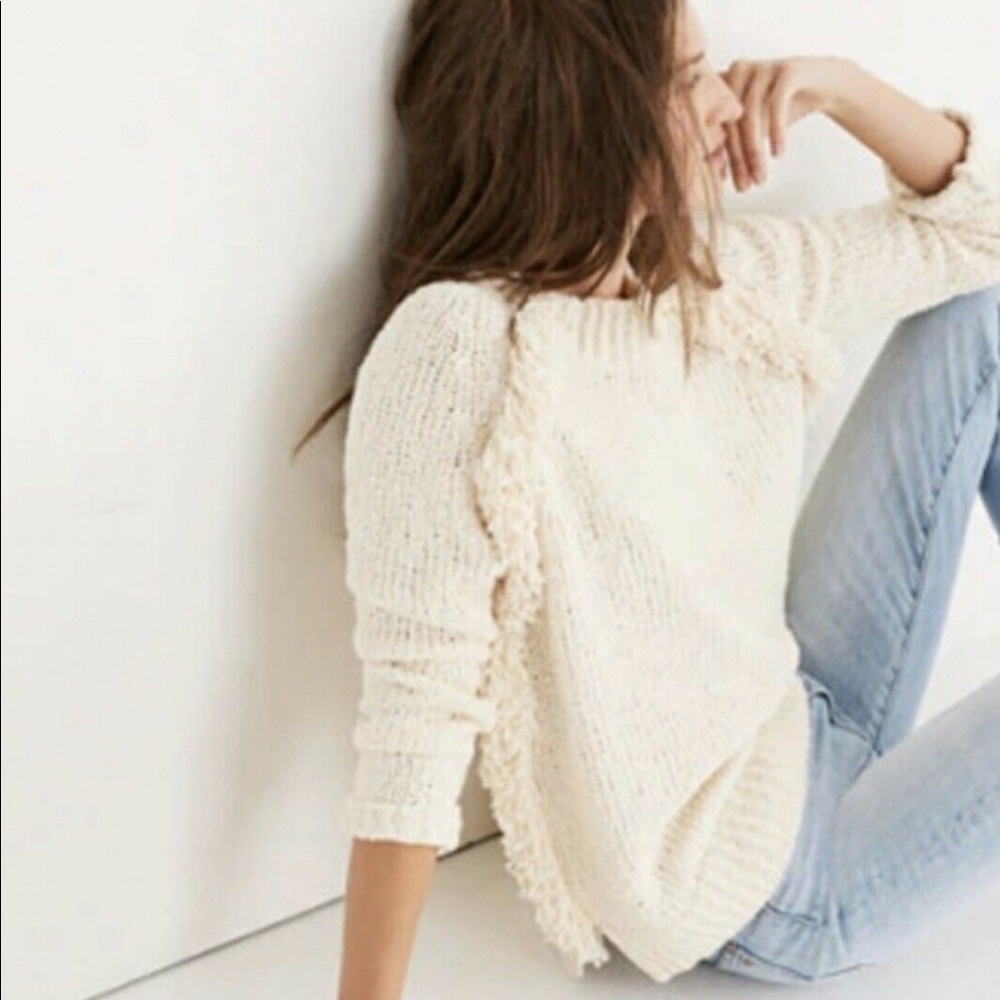 Madewell cream fringe sweater